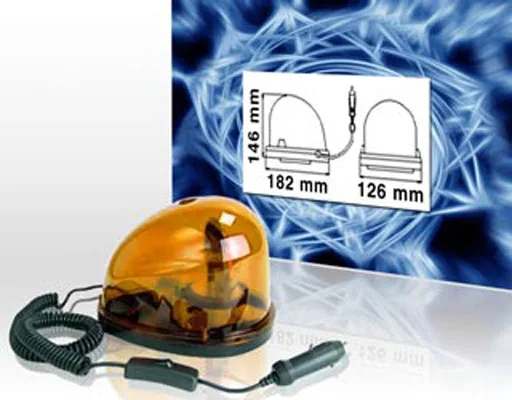 Drehlicht für KFZ 12VDC / Magnetfuß , Spiralkabel mit Kfz-Stecker