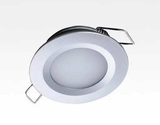 2W LED Einbau Downlight silber rund Warm Weiß 1,5m Kabel / 2700-3200K 180lm 24VDC IP65 120Grad -Ausstellungsstück mit kleinen Schönheitsfehler