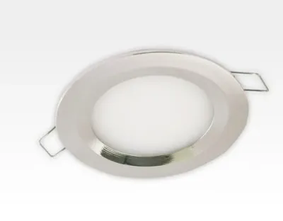 6W LED Einbau Downlight Edelstahl rund Warm Weiß 1,5m Kabel / 2700-3200K 450lm 24VDC IP65 120Grad -Ausstellungsstück mit kleinen Schönheitsfehler
