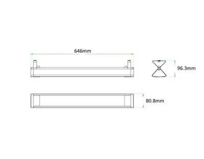 10W LED Lichtbalken Silber 120Grad Warm Weiß / 2800-3200K 760lm 230VAC L646mm — Bild 6