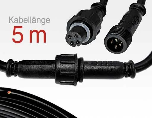 5m Anschlusskabel IP67 Easy Stecker RGB 4-polig / female to male für LTSPSC/RLSC-Serie