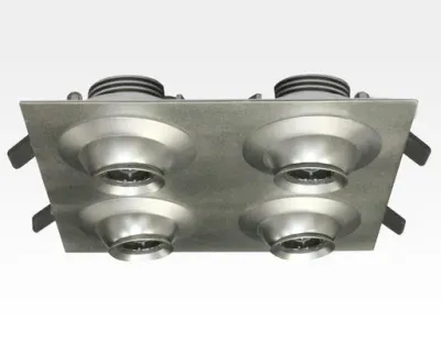 12W LED Fokus Vierfach Einbauspot silber quadr. Neutral Weiß / 4000K 800lm 230VAC 10-60Grad