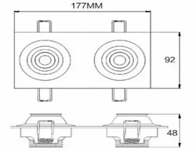 6W LED Fokus Doppel Einbauspot silber rechteckig Warm Weiß / 3000K 400lm 230VAC 10-60Grad -Ausstellungsstück mit kleinen Schönheitsfehler — Bild 5