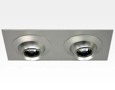 6W LED Fokus Doppel Einbauspot silber rechteckig Warm Weiß / 3000K 400lm 230VAC 10-60Grad