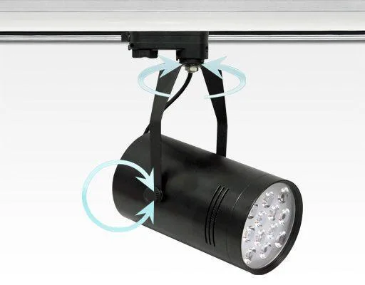 12W LED Leuchte schwarz dimmbar 3 Phasen Schienen 24Grad 1027lm / Neutral Weiss 4000-4500K D100mm 230VAC -Ausstellungsstück mit kleinen Schönheitsfehler